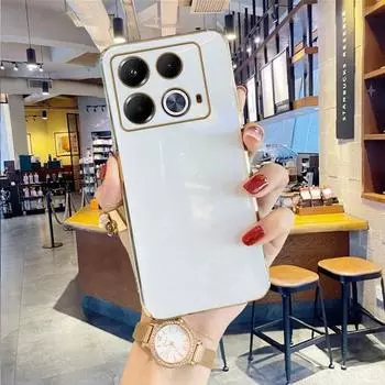 Роскошный квадратный чехол для телефона с покрытием для Infinix Note 40 Pro + 5G, мягкий силиконовый противоударный защитный чехол для Infinix Note 40Pro Plus 4G Infinix Note 40Pro Plus5G фиолетовый