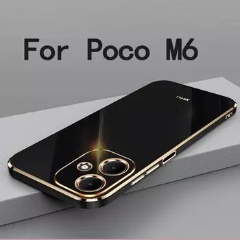 Роскошный квадратный чехол для телефона с покрытием для POCO M6 4G POCO X6 Pro, мягкий силиконовый противоударный защитный чехол для телефона XIAOMI Redmi 13 4G Note 13R 5G For Poco M6 4G розовый