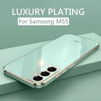 Роскошный квадратный чехол для телефона с покрытием для Samsung Galaxy M55 M15 F15 5G, противоударный мягкий силиконовый чехол на заднюю панель For Galaxy M55 зелёный