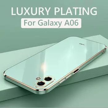 Роскошный квадратный чехол для телефона Samsung Galaxy A06 4G, противоударный мягкий силиконовый чехол TPU, Fundas For Galaxy A06 зелёный