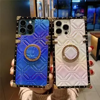 Роскошный квадратный чехол для телефона в клетку для Samsung Z Flip 4 S23 S22 S21 Ultra A13 A23 A33 A53/Redmi 10 9A 9c 9T Note 11 10/iphone 14 13 12 11/TCN SPARK6 GO iphoen 6 6s синий