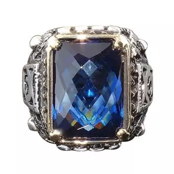 Роскошный квадратный кубический циркон для мужчин кольцо на палец вечерние банкетный ювелирный декор подарок US 6 синий