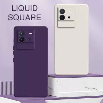 Роскошный квадратный жидкий силиконовый чехол для VIVO T1 T1x T2 T2x Pro 5G Global Phone Back Cover Camera Protective 360 Противоударные Fundas T1 5G 6.44 inch 778