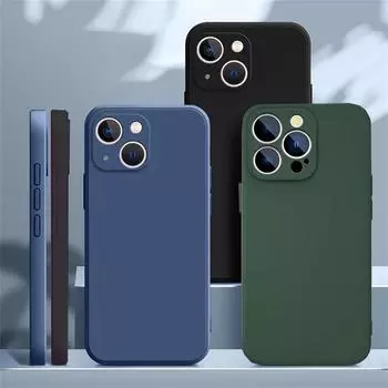 Роскошный квадратный жидкий силиконовый мягкий чехол для телефона из ТПУ для iPhone 15 14 13 12 11 Pro Max X XR XS Max 7 8 14 15 Plus полная защита задняя крышка из ТПУ For iPhone 8 Plus темно-красного