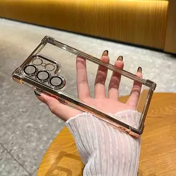 Роскошный лазерный прозрачный чехол для Samsung Galaxy S24 S23 S22 S21 Plus, ультра противоударная задняя крышка For Galaxy S23 серебряный