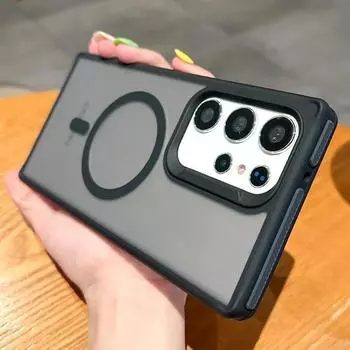 Роскошный лоскутный цветной чехол для телефона Samsung Galaxy S25 S24 S23 S22 Ultra Plus Magsafe Magnetic Anti Slip Frosting Полупрозрачный чехол For Samsung S24 Ultra белый