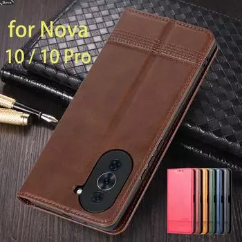 Роскошный магнитный адсорбционный кожаный чехол для Huawei Nova 10 / Nova 10 Pro Flip Cover Защитный чехол Fundas Coque Nova 10 (6.67)&Only Case