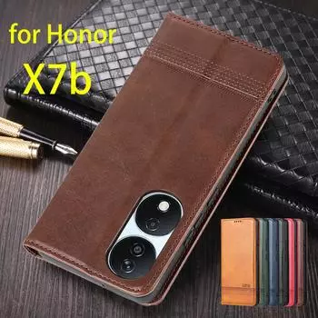 Роскошный магнитный адсорбционный кожаный чехол для Huawei Honor X7b Flip Cover Защитный чехол Capa Fundas Coque for Honor X7b&Only Case