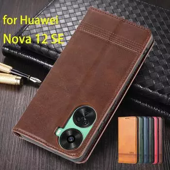 Роскошный магнитный адсорбционный кожаный чехол для Huawei Nova 12 SE / Nova12 SE Flip Cover Защитный чехол Capa Fundas Coque for Nova 12 SE&Only Case