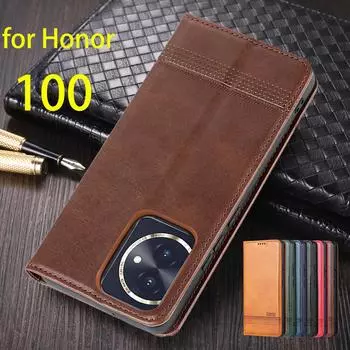 Роскошный магнитный адсорбционный кожаный чехол для Huawei Honor 100 Honor100 Flip Cover Защитный чехол Capa Fundas Coque for Honor 100&Only Case