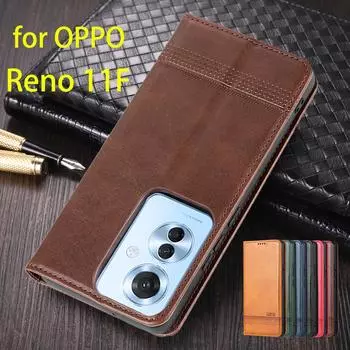 Роскошный магнитный адсорбционный кожаный чехол для OPPO Reno 11F / Reno11F Flip Cover Защитный чехол Capa Fundas Coque for Reno 11F&Only Case