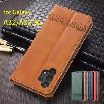 Роскошный магнитный адсорбционный кожаный чехол для Samsung Galaxy A32 6.4 / A32 5G 6.5 откидной защитный чехол Fundas Coque for Galaxy A32 (6.4)&Only Case