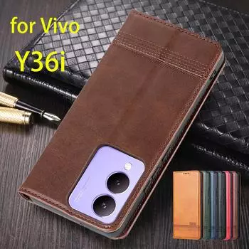 Роскошный магнитный адсорбционный кожаный чехол для Vivo Y36i Flip Cover Защитный чехол Vivo Y36i Capa Fundas Coque for Vivo Y36i&Only Case