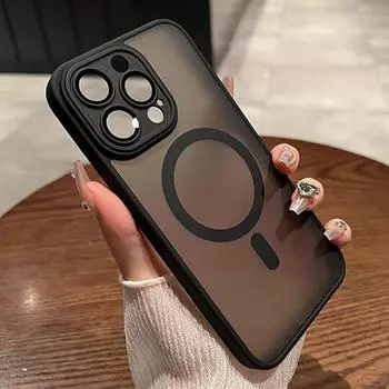 Роскошный магнитный беспроводной зарядный чехол для телефона Magsafe для iPhone 15 14 13 12 11 Pro Max Plus матовый противоударный мягкий бампер For iPhone 14 Plus красный