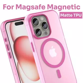 Роскошный магнитный беспроводной зарядный чехол Magsafe для iPhone 16 15 13 12 11 Pro Max противоударный матовый бампер TPU 14 Plus чехол For iPhone 12 чёрный