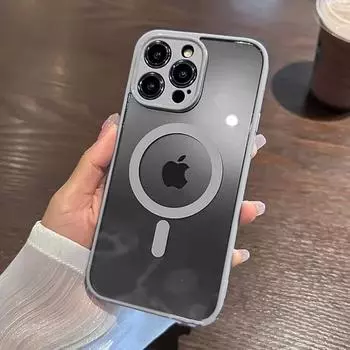 Роскошный магнитный чехол для беспроводной зарядки для iPhone 15 14 13 12 11 Pro Max X XR XS 7 8 Plus противоударный бронированный прозрачный чехол iPhone 11 чёрный