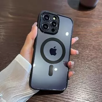 Роскошный магнитный чехол для беспроводной зарядки для iPhone 15 14 13 12 11 Pro Max X XR XS 7 8 Plus противоударный бронированный прозрачный чехол For iPhone 15 красный