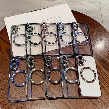 Роскошный магнитный чехол для беспроводной зарядки iPhone 16 Pro Max 16 Plus 16 iPhone 15 14 13 12 11 Pro Max противоударный чехол iPhone 11 Pro Max золотой