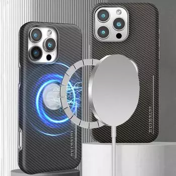 Роскошный магнитный чехол для iPhone 16Pro Max из углеродного волокна, совместимый с прочным и долговечным чехлом Mag-Safe для iPhone 16, 15, 14, 13, 12 Pro MAX, защита от падений iPhone 16 Pro Max