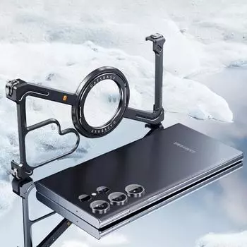 Роскошный Z-образный алюминиевый сплав без оправы магнитный чехол для телефона Samsung Galaxy S25 S24 Ultra Plus металлическая подставка Magsafe бампер чехол For Samsung S24 Ultra чёрный