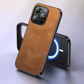 Роскошный магнитный чехол для телефона для iPhone 11, 12, 13, 14, 15 Pro Max, кожаный чехол для телефона Magsafe, чехол для мобильного телефона с беспроводной зарядкой For iPhone 14 Promax