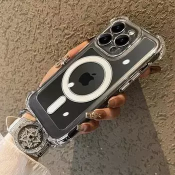 Роскошный магнитный чехол для телефона с беспроводной зарядкой для iPhone 15 14 13 12 11 Pro Max Plus для Magsafe, прозрачный противоударный чехол-бампер For iPhone 15 ProMax