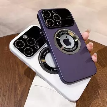 Роскошный магнитный чехол для телефона с беспроводной зарядкой для Iphone 14 Pro Max 13 12 Pro Max 14 Plus, защита объектива, ультратонкая крышка с отверстием для логотипа For iPhone 12Pro