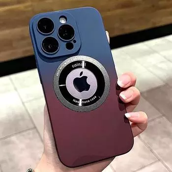 Роскошный магнитный чехол для телефона с беспроводной зарядкой для Iphone 14 13 12 11 Pro Max Plus Magsafe Gradient Hard PC Matte Candy Cover For iPhone 11Pro оранжевый