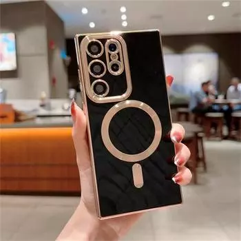 Роскошный магнитный чехол для телефона с беспроводной зарядкой для Samsung S21 S22 S23 Ultra Plus Magsafe, бампер, противоударный мягкий чехол Samsung S23 Ultra белый