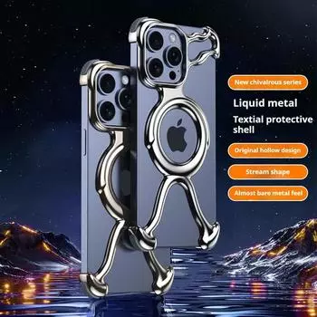 Роскошный чехол из жидкого металла с магнитным покрытием специальной формы для iPhone 16 15 14 13 Pro Max Magsafe Rimless Heat Disipation Phone Cover For iPhone 15 Pro Max