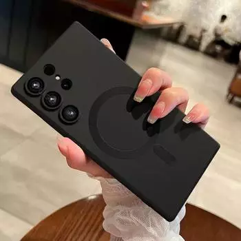 Роскошный магнитный чехол для зарядки Magsafe для Samsung Galaxy S24 Ultra S23 Fe S22 S21 Ultra S20FE, силиконовый чехол Samsung S24 красный