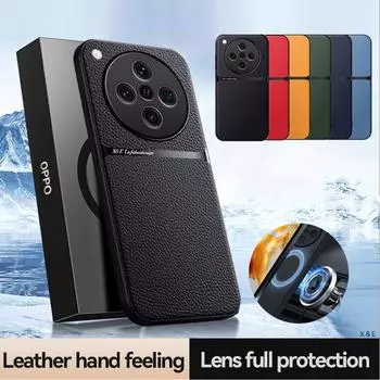 Роскошный магнитный чехол из искусственной кожи для OPPO Find X8 Pro 5G, защитный чехол с твердой задней крышкой, чехол Fundas Capa OPPO Find X8 Pro чёрный
