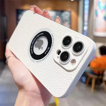 Роскошный магнитный чехол из овчины для Magsafe для Iphone 14 13 12 11 Pro Max Plus, бампер с отверстием для беспроводной зарядки и логотипом For iPhone 11ProMax зелёный