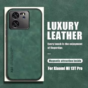 Роскошный магнитный чехол из овчины для Xiaomi 13T 12T 11T 10T 9T 14 Pro Capa для Mi 12 13 11 Lite 5G Ultra Matte Leather Phone Cover For MI 13T Pro-13T темно серый