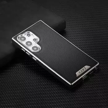 Роскошный магнитный чехол из углеродного волокна Magsafe для Samsung Galaxy S24 S22 Ultra S23 Plus S24Ultra S23Ultra Macsafe задняя крышка For Galaxy S22 Ultra чёрный