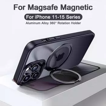 Роскошный магнитный чехол Magsafe для iPhone 15 14 13 12 11 Pro Max Plus, чехол с вращающимся на 360 ° кольцом, чехол для беспроводной зарядки For iPhone 12 Pro