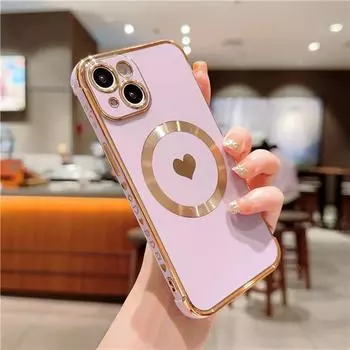 Роскошный магнитный чехол Magsafe с милым покрытием для iPhone 11 12 13 14 15 Pro Max 14Plus, защитный чехол для беспроводной зарядки For iPhone 12 Pro