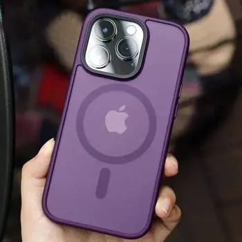 Роскошный магнитный чехол с беспроводной зарядкой для Magsafe, чехол для IPhone 15 14 Plus 13 12 Pro Max 11, матовый силиконовый противоударный жесткий чехол iPhone 14 темно-фиолетового