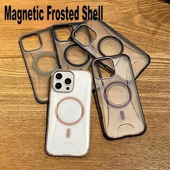 Роскошный магнитный чехол титанового цвета для iPhone 16 Plus 16 15 14 13 Pro Max Премиум-чехол для телефона с защитой от падений и столкновений iPhone 16 Pro Max чёрный