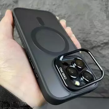 Роскошный магнитный матовый чехол-бампер для телефона iPhone 11 12 13 14 15 Pro Max, держатель объектива, защитная подставка на 15 Plus, чехол For iPhone 15 Plus