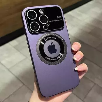 Роскошный магнитный матовый чехол для телефона Magsafe для Iphone 14 13 12 Pro Max Plus, защитный чехол с полыми линзами для беспроводной зарядки For iPhone 14Plus оранжевый