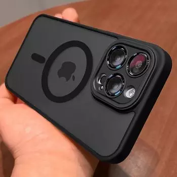 Роскошный магнитный матовый полупрозрачный противоударный чехол для iPhone 14 13 12 11 15 Pro Max Plus для Magsafe, чехол для беспроводной зарядки For iPhone 15 ProMax темно-зеленого