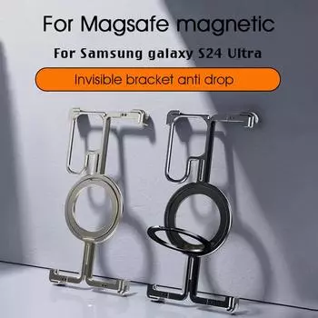 Роскошный магнитный металлический чехол без оправы для Samsung S24 ultra S24+ s24 Plus алюминиевая подставка корпус противоударный защитный чехол For Samsung S24ultra чёрный