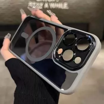 Роскошный магнитный металлический защитный чехол для телефона для iPhone 15 14 13 12 11 Pro Max 14 Plus, противоударный акриловый жесткий чехол For iPhone 15