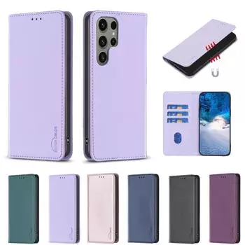 Роскошный магнитный притяжение деловой кожаный чехол для Redmi Note14 14C A3 K70E 13C Xiaomi 14 13 CIVI3 12T кобура флип чехол кошелек телефон сумки Redmi Note 9 Pro/Note 9S темно-фиолетового