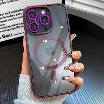 Роскошный магнитный противоударный прозрачный чехол для телефона для iPhone 15 14 13 12 11 Pro Max Plus Mbile, чехол, стеклянная защита объектива Magsafe For iPhone 15 Plus