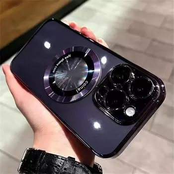 Роскошный магнитный прозрачный чехол для Magsafe с беспроводной зарядкой для Iphone 14 Pro Max Plus 12 13, жесткий защитный чехол для ПК For iPhone 12 Pro золотой