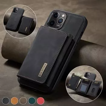 Роскошный магнитный съемный кожаный чехол-кошелек для телефона-кошелька для iPhone 13 Pro Max 12, Samsung S21 S20, Huawei OnePlus, держатель для карт Google, задняя крышка-подставка iPhone 7/8 чёрный