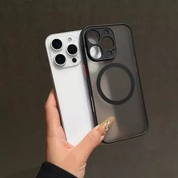 Роскошный матовый чехол для беспроводной магнитной зарядки Magsafe для Samsung S23 S22 S25 Ultra Plus iPhone 16 15 13 Pro Max, ударопрочный жесткий чехол на заднюю панель for iPhone 7 Plus/8 Plus чёрный