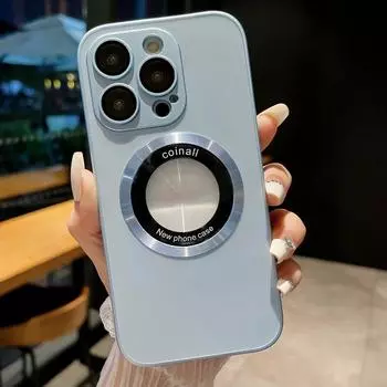 Роскошный матовый чехол для телефона Magsafe с беспроводной зарядкой для Iphone 14 13 12 11 Pro Max, защитный бампер с магнитной линзой For iPhone 11Pro Max фиолетовый